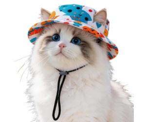Summer Hat for Cats Adjustable Strap Blocks Solar Light | Cat chin strap beach hat for day at the beach, party, photography, sports, holidays, costume, camping and