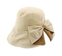 Summer Hats for Women UK Ladies Sun Hat Straw Split Fisherman Hat Versatile Fisherman Trendy Cotton Cloth Back Split Bow Fashionable Casual Sun UPF 50+ Ladies Summer Hats Floppy for (Beige M)