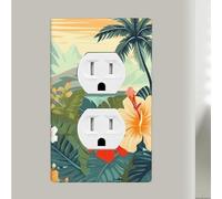 Summer Hawaiian 1-Gang Wall Plates, Unbreakable Duplex Receptacle Outlet Covers 4.5" X 2.76" Polycarbonate Dual Outlet Faceplates Covers For Kitchen Home Kids Room Decor