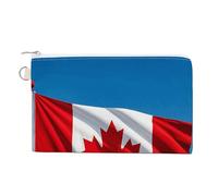 Summer Hawaiian Coin Purse Canvas Change Pouch with Zipper Small Cosmetic Organizer Bag Women Wallet for Car Keys, Credit Cards, Cash, Lipstick, Retro Canada Flag, One Size