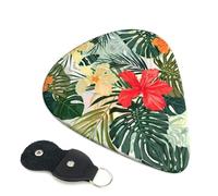 summer hawaiian Guitar Picks, 6 Pcs Guitar Plectrums double-sided printing, suitable for acoustic, electric and bass guitars, including 0.46 mm 0.71 mm 0.96 mm