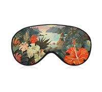 Summer Hawaiian Sleep Mask Light Blocking Eye Cover Polyester Eye Mask with Elastic Strap Blindfold for Side Sleeper Sleeping Masks Face Hugging for Women Men Travel