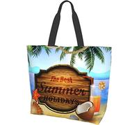 Summer Holiday Beach Tropical Shell Tote Bag Large Casual Women Shoulder Handbags Reusable Grocery Bags for Work Shopping Travel Beach