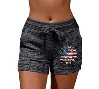 Summer Holiday Essentials Ladies Summer Trousers Fashion Women Quick Drying Casual Sports Shorts Independence Day Butterfly Print Print Elastic Short Yoga Pants Long Baggy Shorts Jogger Shorts