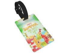 Summer Holidays Print 5pcs Luggage Tags for Suitcases,Cute Suitcase Tag Identifiers for Baggage Tag for Cruise Airport Travel PVC
