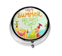 Summer Holidays Print Personalised Portable Pillbox with,Mini Pillbox Compact and Convenient Pill Organiser for Storing and Organising Pills