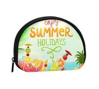 Summer Holidays Print Portable Mini Storage Bag Shell Shaped Wallet Small Coin Wallet Shell Storage Bag
