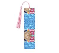 Summer Holidays Print Wooden Bookmark Bookmarks with Tassels Book Marks for Reading Hardcover Books Notebooks