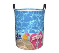 Summer Holidays Printing Circular Dirty Laundry Basket, Large Storage Baskets, Works In Kitchen, Playroom,Bathroom