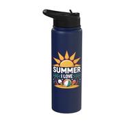 Summer I Love Sun Beach Ice Cream Stainless Steel Insulated Water Bottle