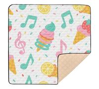 Summer Ice Cream Musical Note Bright Colorful Soft Foam Baby Play mat Activity Gym for Floor 1-Piecing foldablravel Play Mat for Babies Infants Toddlers, 50'' x 50''alfombrillas para Bebes