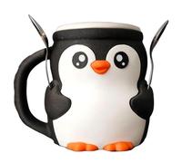 Summer Ice Cream Pint Holder - Penguin 3D Printed Leak Proof Beer Can Sleeve with Anti-Freeze Handle & 2 Spoons, Non-Slip Base Fits Ice Cream 16oz, Gift for Penguin Lovers