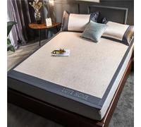 Summer Ice Silk Cold Mat, Rattan Cooling Mat, Queen Mattress Topper, Foldable Breathable Carbonized Rattan Cool Pad, 3 Piece Set (1 Mattress + 2 Pillowcases) Machine Washable(Color A,180 * 200cm)