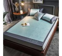 Summer Ice Silk Cold Mat, Rattan Cooling Mat, Queen Mattress Topper, Foldable Breathable Carbonized Rattan Cool Pad, 3 Piece Set (1 Mattress + 2 Pillowcases) Machine Washable(Color E,120cm)