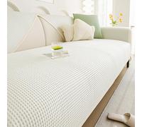 Summer Ice Silk Cooling Sofa Cover | Non Slip Breathable Cool Touch One Piece Slipcover for 4 3 2 1 Seater Corner L Shape | Pet Friendly Washable Seat Protector(White,70x120cm)