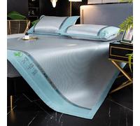 Summer Ice Silk Mat Washable Cooler Mattresses, Cooling Sleeping Mat Set with Pillowcases, Cooling Pad for Bed, Cool Sleeping Mattress for Home School Dormitory, Machine Washable(Color C,150cm)