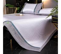 Summer Ice Silk Mat Washable Cooler Mattresses, Cooling Sleeping Mat Set with Pillowcases, Cooling Pad for Bed, Cool Sleeping Mattress for Home School Dormitory, Machine Washable(Color E,90cm)