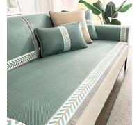 Summer Ice Silk Non-Slip Sofa Cover - Cool Touch Couch Protector for Sofas Stylish Green Fur & Wormwood Vine Mat 70 x 210 cm - Perfect Home Décor Upgrade