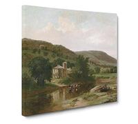 Summer Idyll by Thomas Cole Canvas Print | Gallery Wrapped 30mm Frame Wall Art | 20x20 inches | Ready to Hang | Modern Landscape Picture | Living Room Bedroom Lounge Office