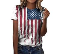 Summer Independence Day Printed Short Sleeve Crew Neck T-Shirt with 3D Digital Print for Women 2 Piece Women's Sexy, lightblue, XXL