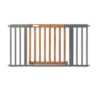 Summer Infant West End Extra Wide Safety Pet and Baby Gate, 36"-60" Wide, 30" Tall, Pressure or Hardware Mounted, Install Wall to Wall in Doorway, Auto Close Walk-Thru Door - Oak Wood and Metal