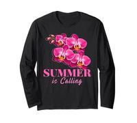 Summer is Calling Orchids Tropical Floral Beach Souvenir Long Sleeve T-Shirt