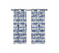 Summer Island Blackout Curtains for Bedroom Living Room, Ocean Lighthouse Tropical Plants Blue Stripes 45 In Long Thermal Insulated Room Darkening Drapes Grommet Window Treatments, 42 x 45 In