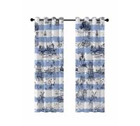 Summer Island Blackout Curtains for Bedroom Living Room, Ocean Lighthouse Tropical Plants Blue Stripes 72 In Long Thermal Insulated Room Darkening Drapes Grommet Window Treatments, 52 x 72 In