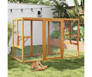 Summer Island Catio Outdoor Cat Enclosure, 71" Large Weatherproof Catios with Cedar Wood Frame for cat patio, Heavy Duty Outdoor Cat Condo & Cage, Indoor cattio for cats