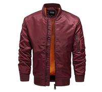 Summer Jackets For Men,Lightweight Thin Transitional Jacket Men'S Slim Fit Blouson Tunic Jacket Classic Bomber Tactical Jacket Baseball Coat Multiple Pockets Work Jacket Collegejacke ,Burgundy,M