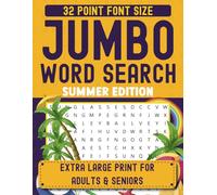 Summer Jumbo Word Search for Adults: A Big 32 pt Font Size Extra Large Print Summer Vacation Theme Puzzles Activity Book for Teens,Adults and Seniors with Solutions