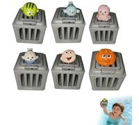Summer Kids Pool Diving Toys, Water Swimming Dive Pool Game, Pool Diving Cages Game Set with Fish Box Floating Animals, Fun Outdoor Beach Lake Swim Summer Party Gift for Boy Girls (B-6pcs)