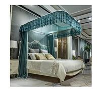 Summer lace Edge Bed Canopy Mosquito net, Romantic Bed Curtain Suitable for Single and Double beds, with U-Shaped Support，Green 1 180X200CM