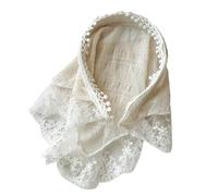 Summer lace headscarf, headband, fabric triangle scarf, headscarf, large intestine hair ring,hair accessories(Beige headband and scrunchie)