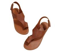 Summer Ladies Bunion Corrector Sandals,Casual Lightweight Orthopedic Flat Flip Flops,Stylish Slip On Women's Foot Correction Slippers,for Plantar Fasciitis (Color : Brown, Size : 6 UK)