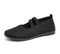 Summer Ladies Loafers Breathable Mesh Upper Caual Slip On Shoes with Elastic Straps Solid Color Comfortable Flat Loafers Non Slip Arch Support Shoes for Daily Outings and Weekend Getaways Black