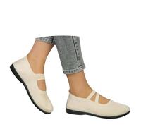 Summer Ladies Loafers Breathable Mesh Upper Caual Slip On Shoes with Elastic Straps Solid Color Comfortable Flat Loafers Non Slip Arch Support Shoes for Daily Outings and Weekend Getaways Beige
