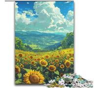 Summer Landscape Sunflower Jigsaw Puzzles for Adults Teenagers Jigsaws Puzzle, Staycation Kill Time Birthday Present, Gifts, Wall Art for 14+ (70x100cm)