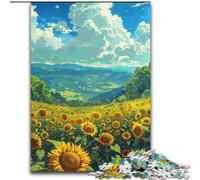 Summer Landscape Sunflower Jigsaw Puzzles for Teenagers 1000 Piece Puzzle, Challenging Game Toys Every Piece Is Unique - Challenging Family Fun Game (50x75cm)