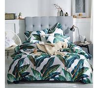 Summer Leaves Print Floral Duvet Cover Set King Smooth Vintage Luxury Bedding Set for Girls Teens Adults 3 Piece Long Staple Egyptian Cotton Duvet Cover Set 1 Duvet Cover with 2 Pillowcases, Style5