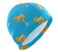 Summer Lemon Drink Blue bathing for ladies Short Hair waterproof large swim for women Hair Protection and Drag Reduction gorro para nadar