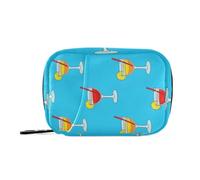 Summer Lemon Drink Blue Medicine Organizer Bag with Detachable Compartments Portable Pill Cases Organizers for Purse