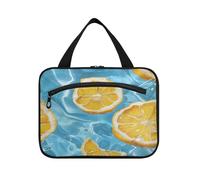 Summer Lemon Hanging Toiletry Bag for Women with Hook, Designer Chic Cosmetic Bag for Travel Accessories for Women Cruises estuche para guardar maquillaje L