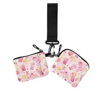 Summer Lemon Juice Peach Women's Coin Pouches Card Holder Large Capacity Change Purse Wallet with Zipper Coin Pocket for Ladies 2 Pcs wallet para tarjetas, summer lemon juice peach, Modern