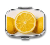 Summer Lemon Pill Box 2 Compartment Pill Case Portable Pocket Pill Organizer Medicine Vitamin Organizer for Men Women