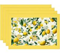 Summer Lemon Placemats Set of 4 Country Yellow Rustic Fruit Place Mats for Kitchen Party Dining Home Table Decor Heat-Resistant Washable 12x18 Inch