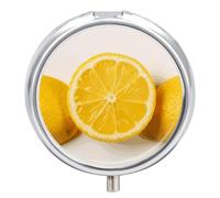 Summer Lemon Printed Pill Box Pill Container Portable Medicine Pill Case Metal Travel Pill Box Vitamin Container with 3 Compartment Medicine Case