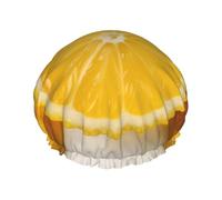 Summer Lemon Shower Cap for Women Men, Adjustable Reusable Shower Bonnet Double Layer Waterproof Bath Caps, EVA Lining, Elastic Band Hair Cap for All Hair Lengths