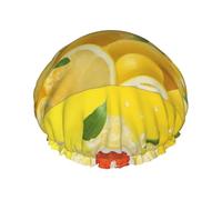 Summer Lemon,Shower Cap Nightcap Double Layer Waterproof Elastic Bath Cap Reusable Hair Cap