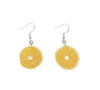 Summer Lemon Slice Dangle Drop Earrings for Woman Yellow Dainty Lightweight Resin Orange Tropical Fruits Charm Sweet Refreshing Seaside Idyllic Holiday Jewelry Gifts Statement Beach Vacation